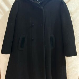 Rothschild Classic Black Pea Coat With Velvet lined Hood